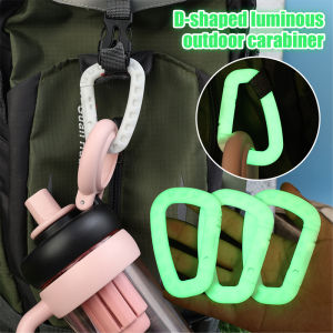 ห่วงรูปตัว D เรืองแสง4ชิ้นตะขอแบบโค้งงอคาราไบเนอร์กลางแจ้งกระเป๋าสะพายหลังสำหรับเดินทางอเนกประสงค์น้ำหนักเบาอุปกรณ์เสริมกระเป๋าสแน็ปห่วงรูปตัว D