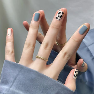 MONLEYTA | Nhựa móng tay thủ công cao cấp mùa thu đông mới 2025 Móng ngắn và trung bình Móng ngang tay Phụ kiện móng tay