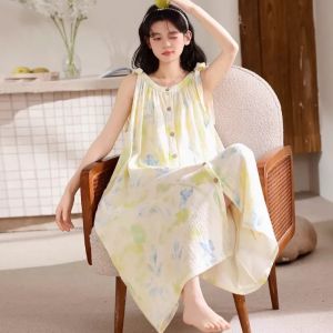 COSMO LADY | Cool Light-weight Cotton Medium Length Summer Dress Nightgown