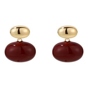 DODOGOGO Red Earrings Womens New Year Celebration High-End Sensation Suitable for Year End Wear Festive Jewelry Accessories