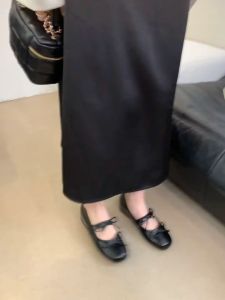 WomenS Shoes Fairy Shoes Round Toe With Increased Height Ballet Shoesbow Flat Mary Jane Shoes Bean Shoes