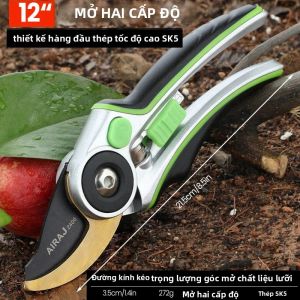 Kéo Tỉa Cành Tiết Kiệm Sức Lao Động AIRAJ Chất Liệu Kim Loại Đen Kiểu Cắt Xéo Tay Cầm Chống Trơn Dùng Cho Cắt Tỉa Cành Cây Trong Vườn Dụng Cụ Làm Vườn Bền Bỉ