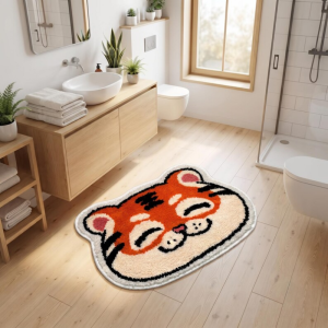 VIKAMA Cartoon Animal Irregular-Shaped Carpet Non-Slip Absorbent Bathroom Mat Living Room Bedroom Entryway Door Mat Home Decor