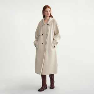 DUSHU | Plus Size Wool Coat Slimming Double-Faced Cloth Windbreaker-Style Turn-Down Collar