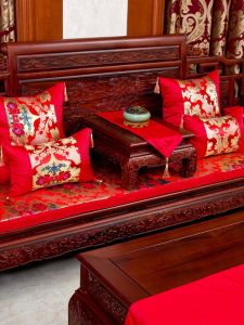 ZHUYUEGE | Red Wood Wedding Style Chinese Winter Sofa Cushion