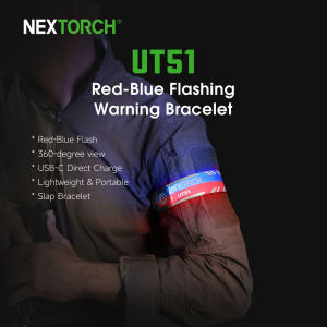 NEXTORCH UT51 Rechargeable Running Lights Reflectors LED Slap Bracelet Armband Light Reflective light Red-Blue Flash