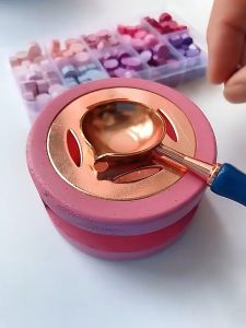 Bộ bếp nấu sáp niêm phong + thìa/muỗng đồ thủ công bằng nhựa màu Pastel dùng để trang trí sổ tay bì thư handmade… DIY