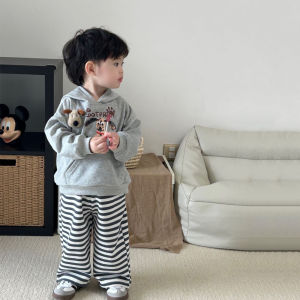 Spring Autumn Boys Sweatpants Stripe Casual Sports Pants Baby Toddler Kids Long Cotton Polyester Blend No Drawstring Waist