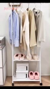 Coat Rack Hat Single Pole 2 Layer Clothes Hanger Drying Rack Bedroom Dormitory Simple Open Style Wardrobe