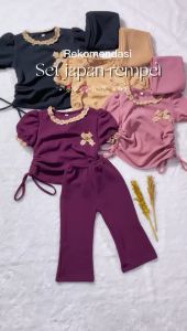 one set anak perempuan bahan japan line model kekinian usia 1 sampai 10 tahun