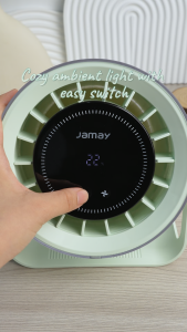 JAMAY Turbo Silent Desk Fan 100-Speed ​​6000mah USB Isi Ulang Senyap Rotasi 360° dengan Lampu LED & Remote control hiasan dinding F20