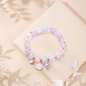 Perhiasan Manik-manik Kristal Kartun Paduan Wanita Gelang Berwarna Gelang Kaca Siswa COD