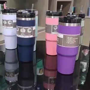 Tumbler Thermos Cup with Straw 304 Stainless Steel Korean Ins Style Coffee Mug with Lid Thermal Flask Tumbler