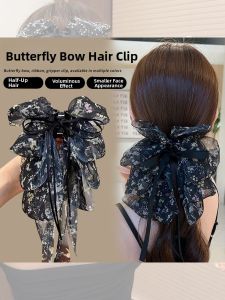 Elegant Butterfly Knot Hair Clip Womens Half up Half down Hair Accessory Stylish Hairband Shark Clip Fashionable Hair Accessories