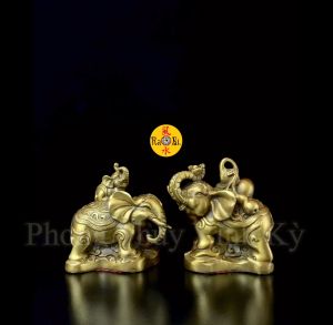 Gia Đình Voi Vàng Hạnh Phúc - Tượng Đồng Phong Thủy - Đồ Đồng Mỹ Nghệ