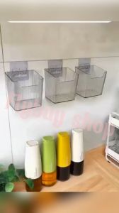 FLYBUY SHOP 1pcs Wall-mounted transparent storage box self-draining multi-purpose kitchen bathroom storage rack