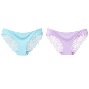 Nữ Ren Quần Đùi Giữa Eo Co Giãn Thoáng Khí Liền Mạch Băng Lụa Quần Lót Quần Lót 2 Gói Thấp Tầng Hoa Đan Quần Lót