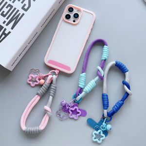 Universal Braided Mobile Phone Lanyard Strap Cute Star Hanging Chain Ring Cord With Patch Wrist Strap Phone Detachable