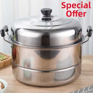JUNENGLIANG | Thickened Large Capacity Stainless Steel Double Layer Steamer Pot