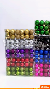 Bola Natal Glitter Doff Kilap Packing Mika 3cm Isi 24pcs (V49) | Dekorasi Pohon Natal