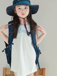 Girls Letter Print Shoulder Insert T-Shirt Dress: A Stylish & Comfortable Summer Essential