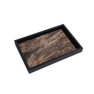 จานวางเครื่องสำอางหนังสัตว์ธรรมชาติหรูหรา จานวางเครื่องหอมสำหรับโต๊ะกาแฟ จานวางเครื่องประดับสำหรับห้องตัวอย่าง