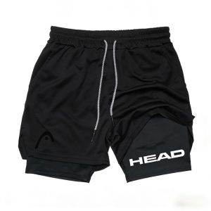 Head Running Shorts Men Fitness Gym Training 2-in-1 Fashion Versatile Sports Quick Dry Workout Jogging Double Deck Summer Short