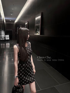 Che Chi En Summer Sleeveless Polyester Fiber High Waist Vest Skirt for Women U-Neck H-Type Pullover Short Length