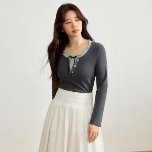 DUSHU | Sweet U-neck Spliced Two-Piece Women Large Size Top