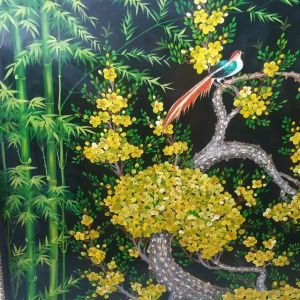 [RẺ HƠN HOÀN TIỀN]Tranh sơn mài - HOA MAI - Size 128x200 cm hàng xuất khẩu
