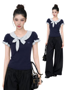 Áo Blouse Tunic Không Tay In Hình Carô Xanh Đô Phong Cách Ngắn Ôm Dáng