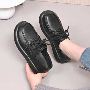 Comfortable Leather Flat Bottom Loafers Womens Shoes Soft Sole Spring Autumn Large Size Casual Fashion Single Shoes