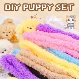 JECT Plush Fuzzy Wire DIY Puppy With Eyes Nose Material Set 15mm x 1m Coral Fleece Thick Twist Stick Tutorial Kids Toy