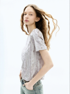 Juicy Couture | Lace Trim Velvet Round Neck Short Sleeve Women T-Shirt