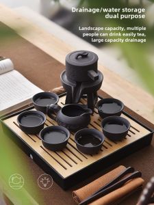 Zisha Kung Fu Tea Set Suit Complete Set of Bean Bag Teapot Tea Tray Small Set Office Reception For Home Living Room Simple