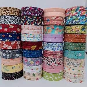 Cotton Bias tape printed flowers size: 25mm1" x 10meters printed flowers Cotton twill Bias binding tape DIY sewing colorful