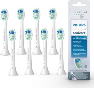Philips Sonicare Original C2 Optimal Defence Electric Toothbrush Replacement Head 8 Pack in White.