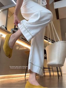 Spring Fashion Versatile Age-Reducing White Ankle-Length Flared Jeans