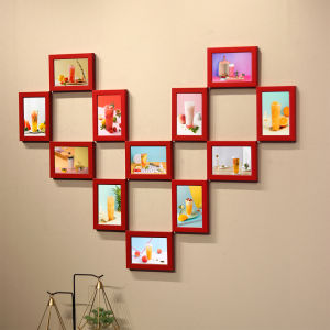 Modern Minimalist Heart Shaped 12 Frame Milk Tea Shop Creative Background Decorative Painting Combination Wall Photo Frame