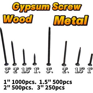 Gypsum Screw Black Screw for Wood For Metal 1"(1000PCS) -1.5"(500PCS) -2"(500PCS)-3"(250PCS)
