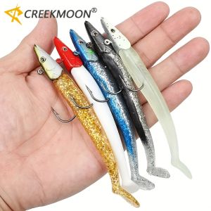 5pcs 11cm 10g Weights Slow Sinking Jig Head Swimbait for Saltwater Fishing Flounder Cod Seabass Paddle Tail Soft Lure Tackle