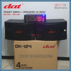 1 SET 2 SPEAKER PASIF PASSIVE DAT BMB DK 124 DK124 12INCH + AMPLI AMPLIFIER DAT DA 303 DA303 KARAOKE PROFESSIONAL