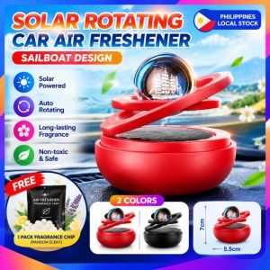Local Stock🔥 Solar Rotating Car Air Freshener Sailboat Design Floating Ornament Auto Aromatherapy Diffuser Dashboard Decoration Gift With Free Fragrance Pad