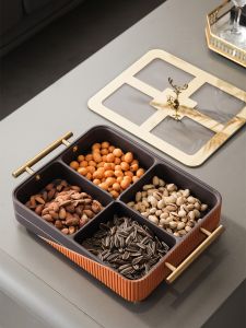 Modern Luxury Candy Box Creative Dry Fruit Tray Living Room Snack Tray High End New Year Home Use Nut Tray Decorative Accessories