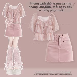 NUMEN BUTTON | Bộ Đồ Dài 2 Mảnh Phong Cách Ngọt Ngào Mùa Hè Size Lớn