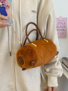 Cute Panda Plush Crossbody Bag Womens Handbag 2024 New Commuter Single Shoulder Bag Soft Cartoon Style Chain Handle