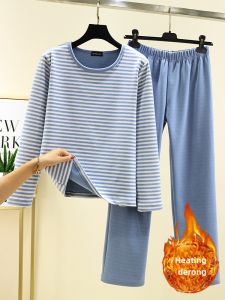 Thickened Fluffy Sleepwear Set for Women Winter Home Clothes Large Size Loose Fit Long Sleeve round Neck Pants Two-Piece Set