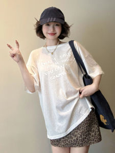 YUEZHONGWEI | American Style Round Neck Short Sleeve T-Shirt Womens Summer Design Loose Slim Fit White Top Comfortable Breathable Sweat Absorbent