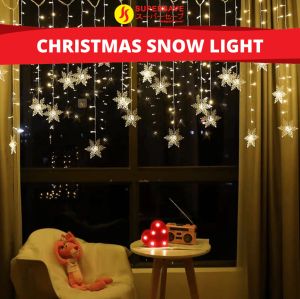 SUPERSAVE Christmas LED Light Rainfall Fairy String Snow Star Garland Outdoor Wedding Party Festival Decor Lampu Jurai