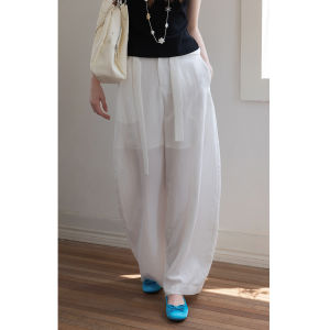 Quần Ống Rộng Cạp Cao EGGKA Cho Nữ Mùa Hè 2025 Quần Ống Đứng Thoải Mái Rộng Rãi Có Thắt Lưng Phong Cách Hàn Quốc Quần Dài